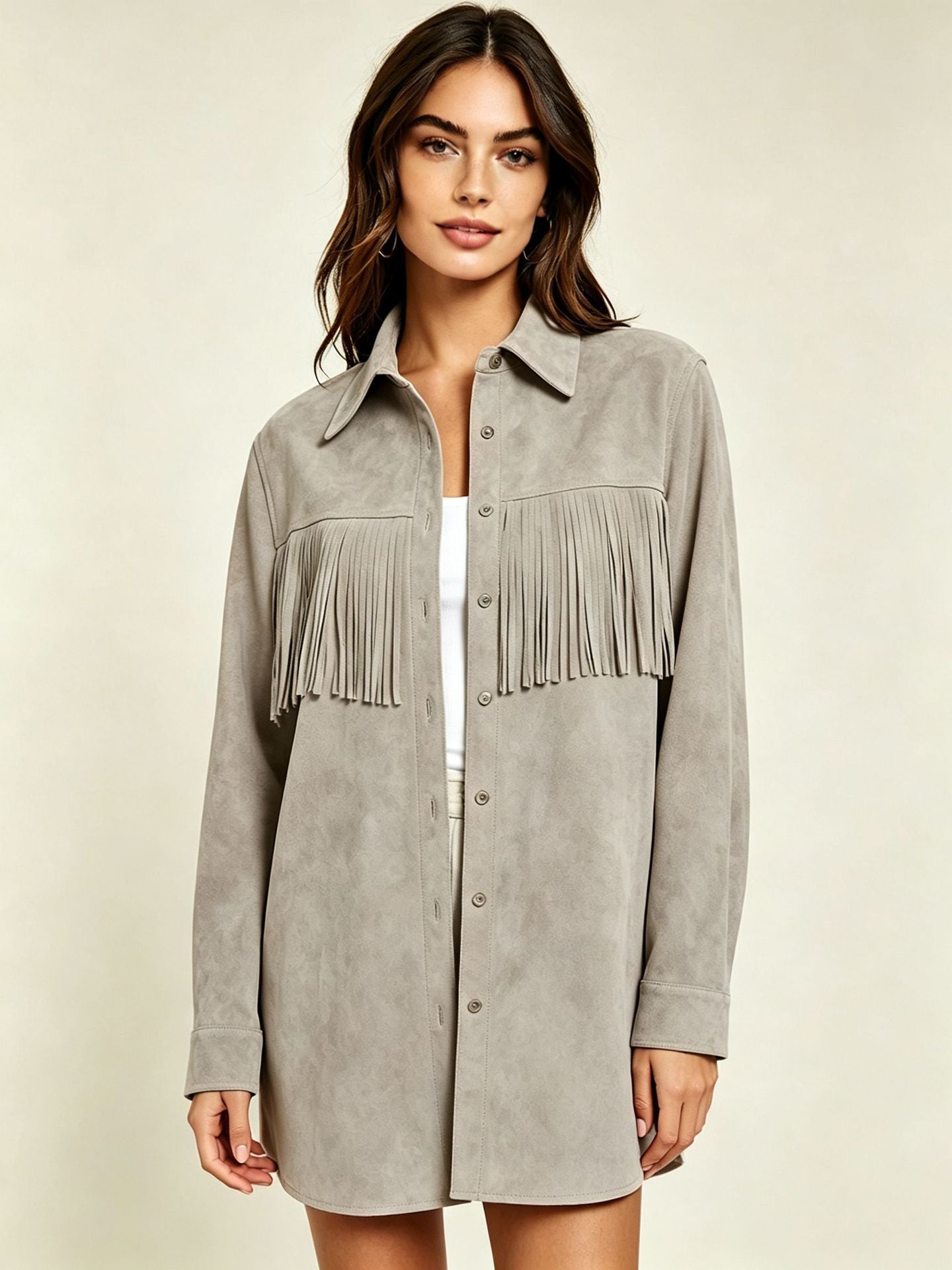 Femmes Suede Tassel Casual Shirt