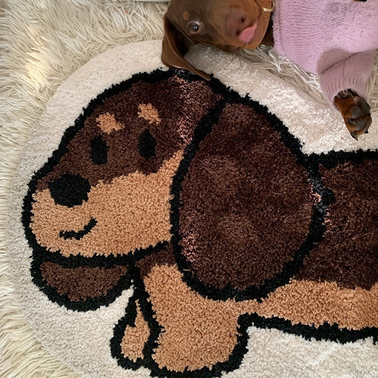 Saucisse Chien Long Épaisseur Flocking Carpet Salon Chambre à coucher Côté lit
