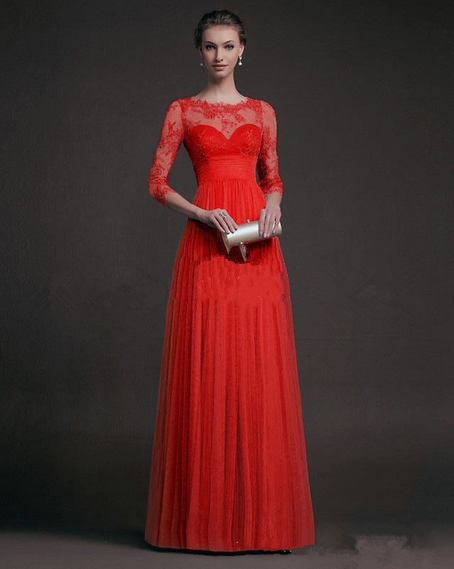 Robe à manches longues en dentelle