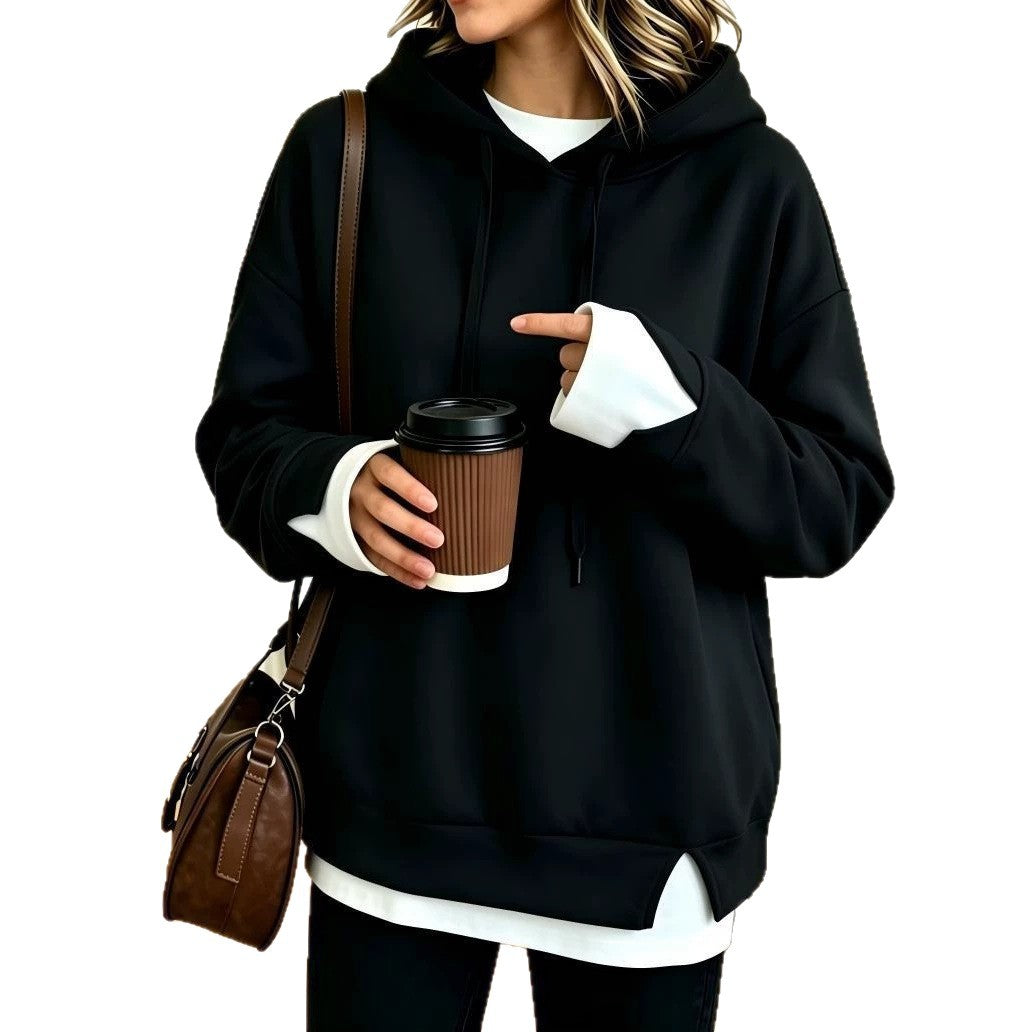 Automne-hiver Femmes Faux Sweat à capuche deux-pièces