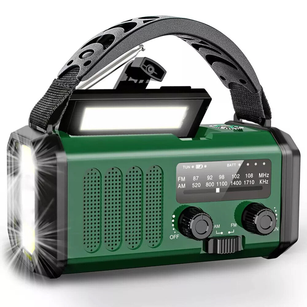 10 0 0 0mAh Vent vers le haut de la radio solaire Cran d'urgence FM AM USB Chargeur Led Torch UK