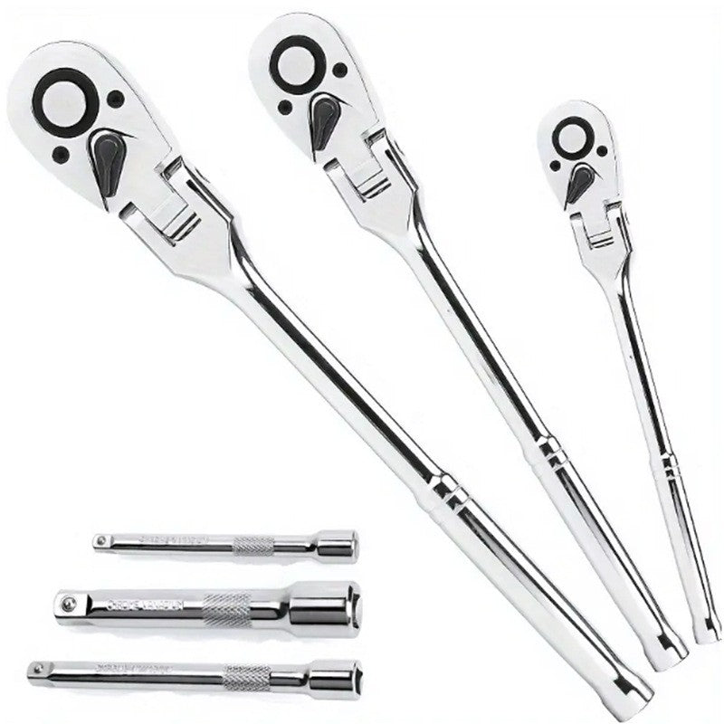 6Pcs Flex tête pivotante Cliquet ensemble de clé Multi Drive