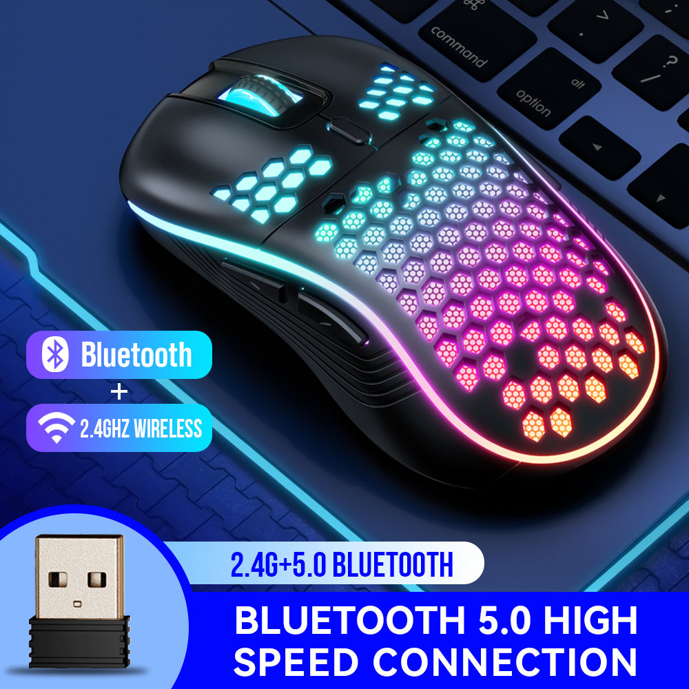 SA-1 Dual Mode Honeycomb Shell RGB sans fil Bluetooth Computer Gaming Mouse