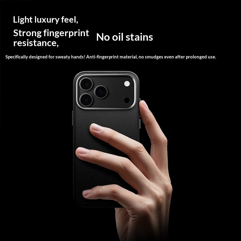 Étui de téléphone magnétique en cuir véritable avec revêtement anti-empreinte