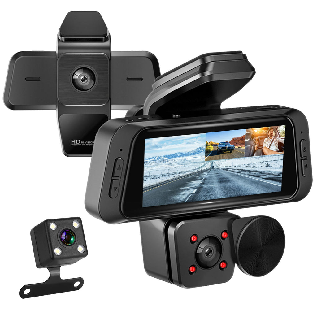 1080P FHD 3 Channel WiFi Dash Cam 170 Degree Wide Angle Caméra de voiture triple avec IR Night G