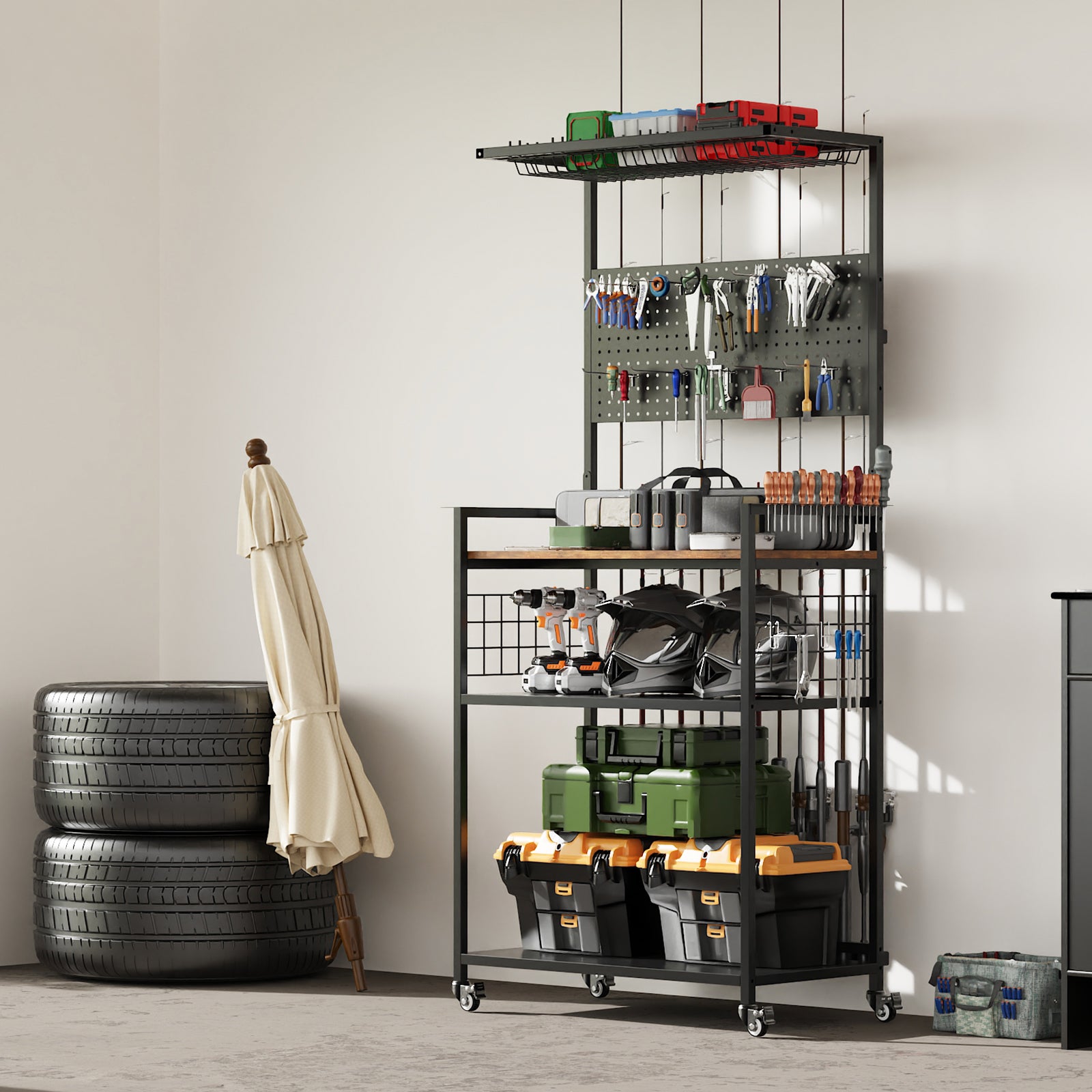 Raquette de stockage avec pegboard