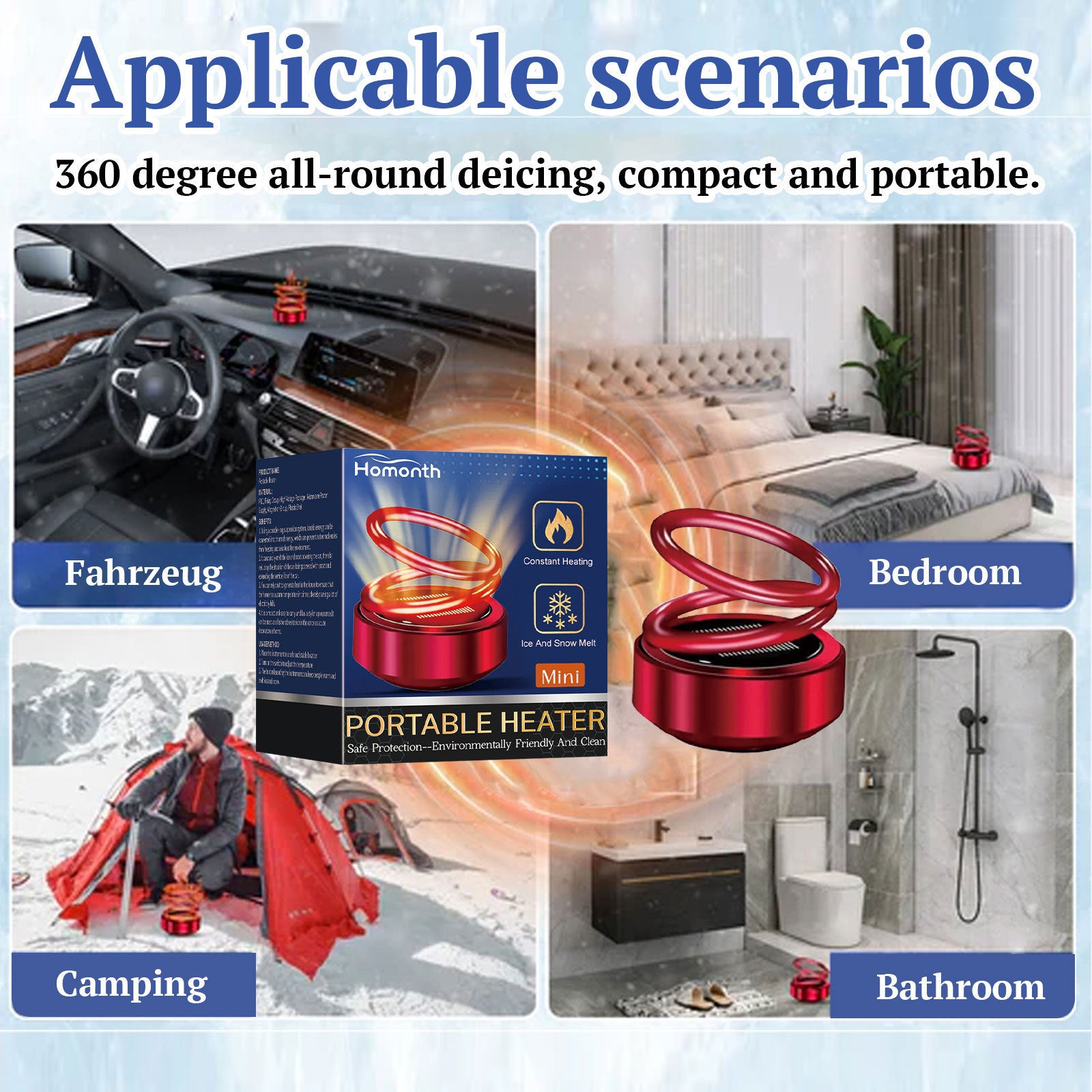 Homonth Portable Dynamic Molecular Heater for Car Windows to Remove Snow