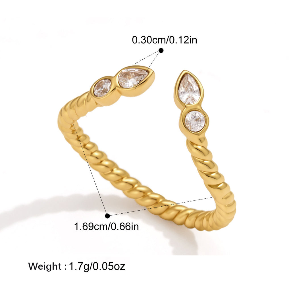 Twist Zircon anneau en acier titane Niche et haut de gamme