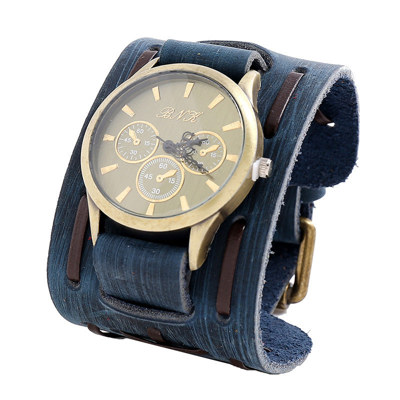 Bracelet Vintage montre en cuir large pour homme