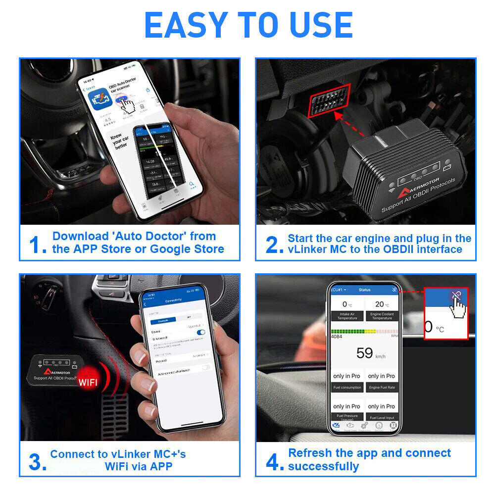 ODB2 OBDII outil de scanner de diagnostic de voiture Erreur lecteur de code ELM327 pour Android et PC