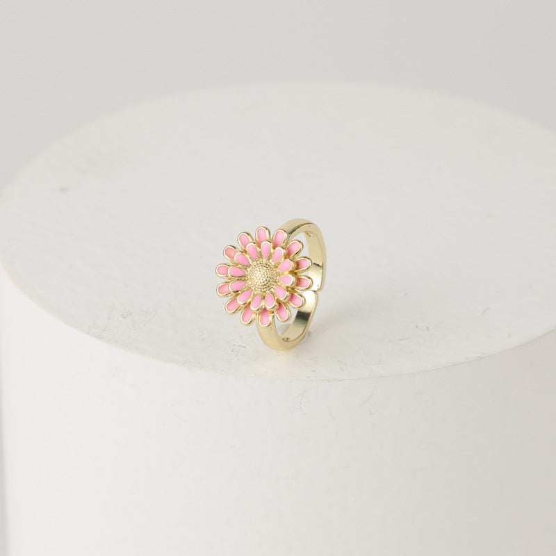 Zircon Branche Feuille et Anneau Fleur
