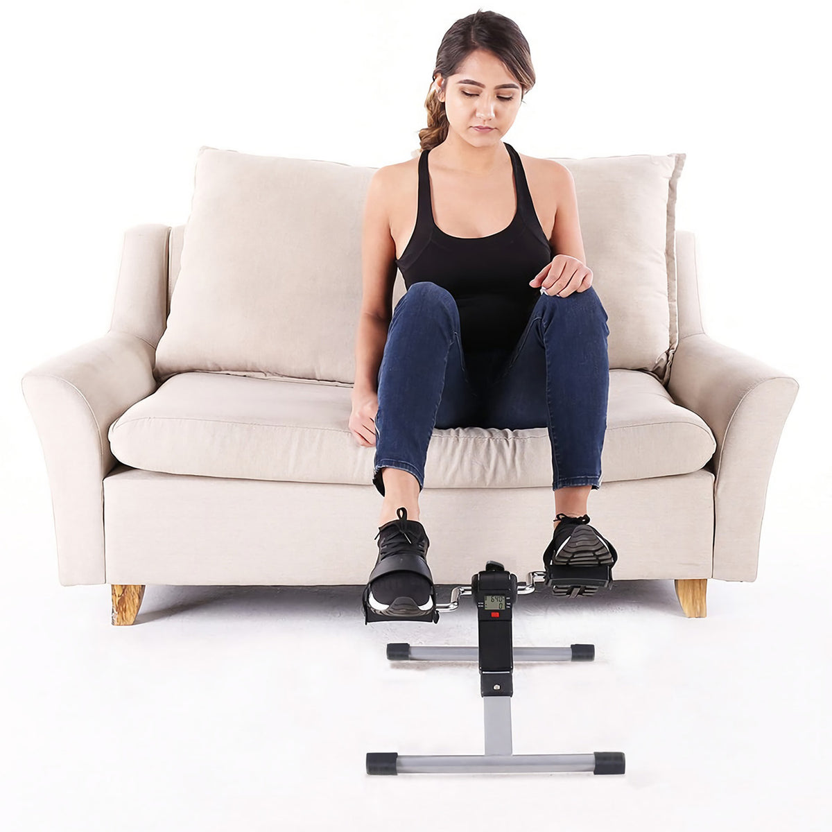 1Pc Foldable Exercise Bike Pedal Fitness Exercise Cycle Bicycle LCD Display Mini Pedal Exerciser