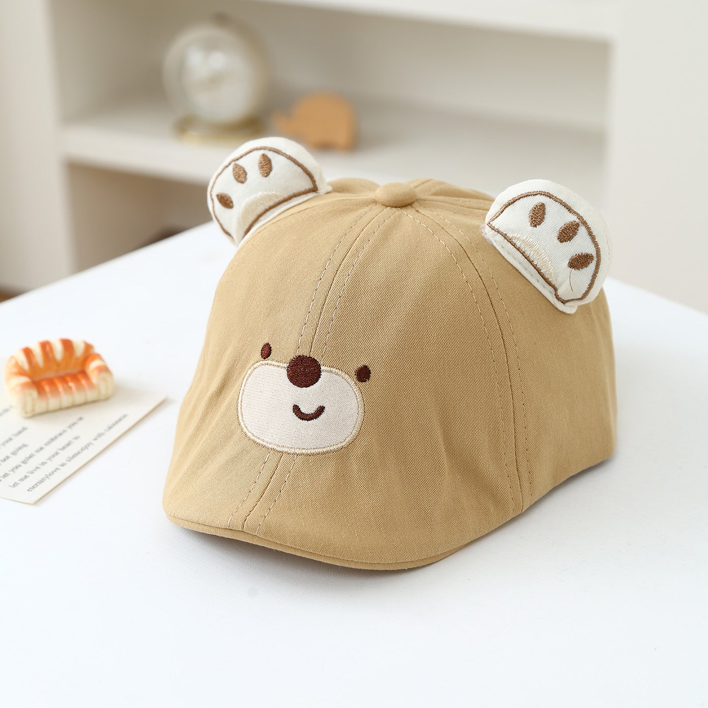 Garçon et fille caricature ours en peluche brodé trois dimensions Paw-print Bear oreilles en avant