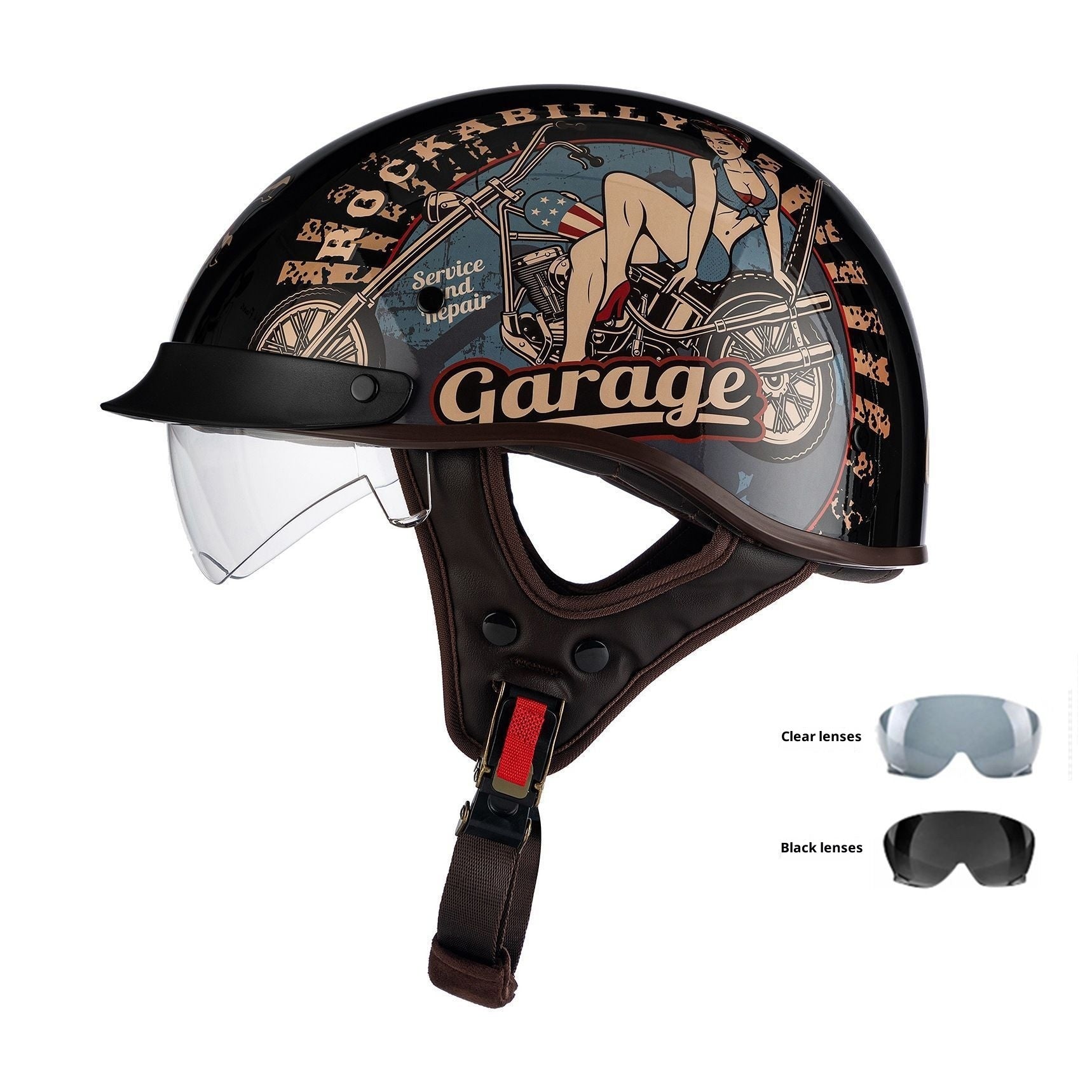 Casque de moto électrique rétro