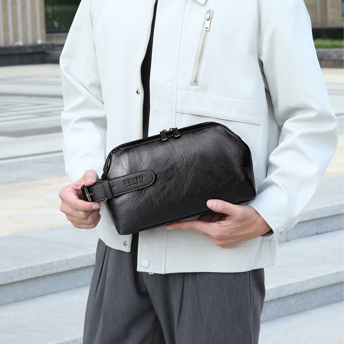 Sac à main en cuir souple pour hommes occasionnel de grande capacité