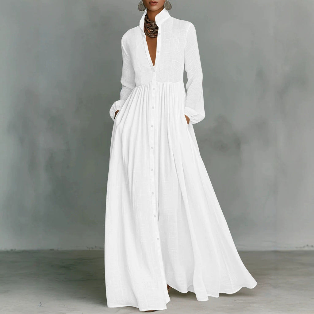 Français Texturé Automne Hiver Arrivée Robe Stand Manches Lanterne