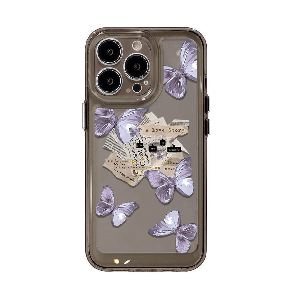 Ins Style Purple Butterfly boîtier de téléphone en silicone