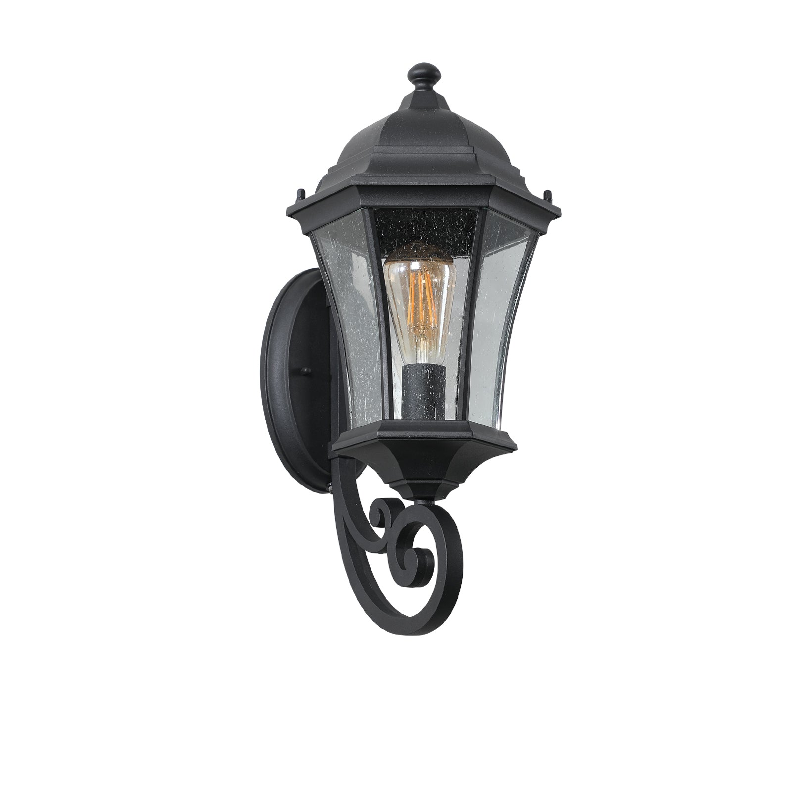 1-Pack Vintage mur-monté lumière de lanterne extérieure – Élégant métal noir sconce pour porch