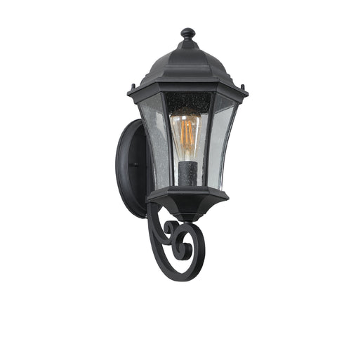 1-Pack Vintage Wall-Mounted Outdoor Lantern Light – Elegant Black Metal Sconce for Porch
