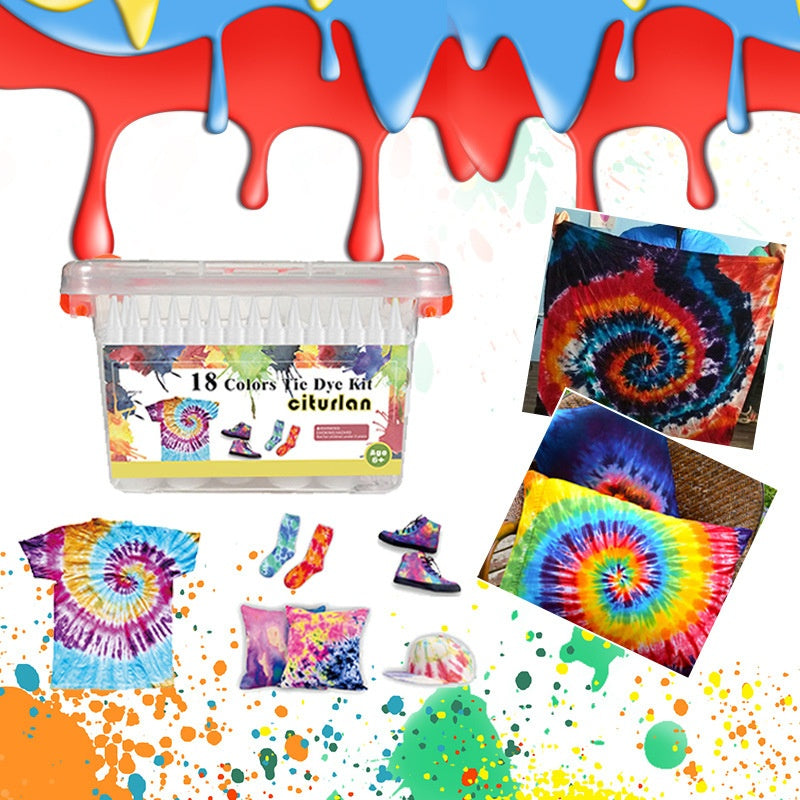 Set of 18 children's paint colors in storage box