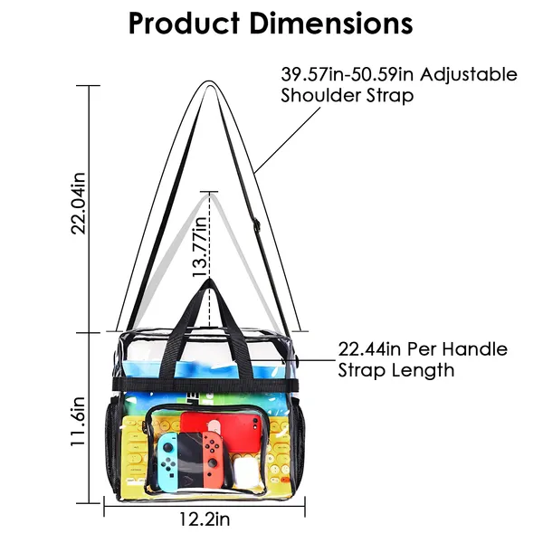 Clear Crossbody Bag Stadium approuvé Sac à épaule transparent clair
