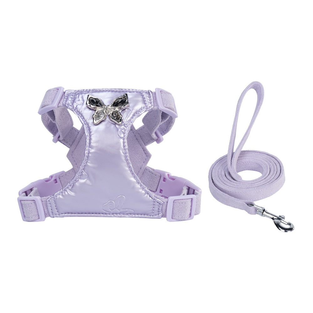 Strap de poitrine de petit chien facile de marche chien métal papillon main tenir corde