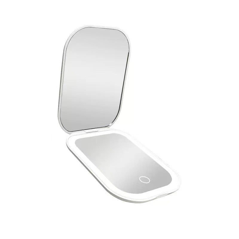 Miroir cosmétique pliable ultra-mince avec lumière tricolore légère