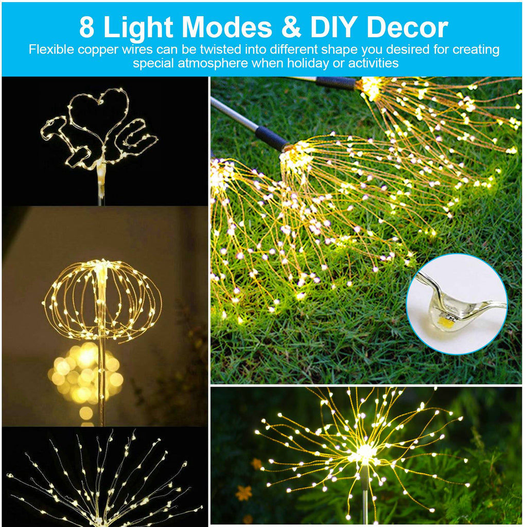 2Pcs Solar Powered Starburst Lights 240 LEDs Firework Lampe Jardin Chemin Lumières Decor pour Sp