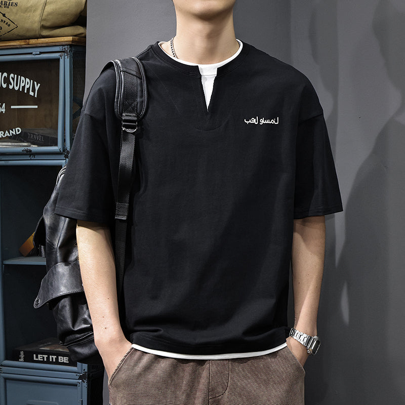 Hommes Faux Deux-pièces Manches Courtes Manches V-Neck