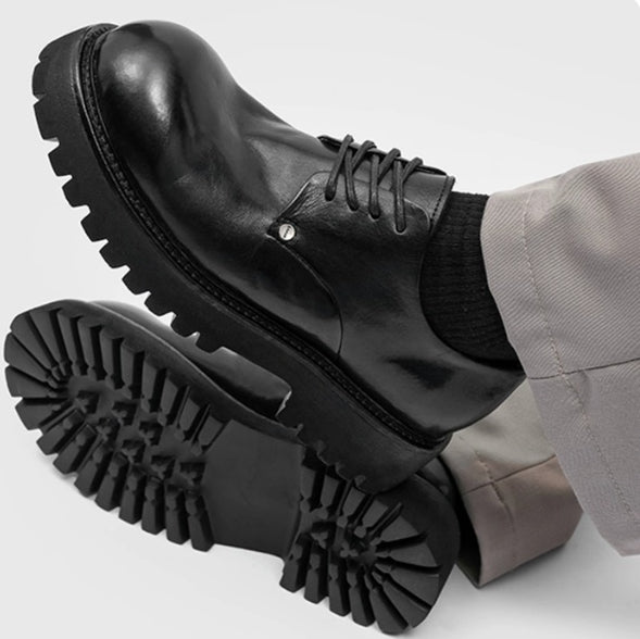 Hommes Commuter Casual Chaussures en cuir avec des semelles épaisses