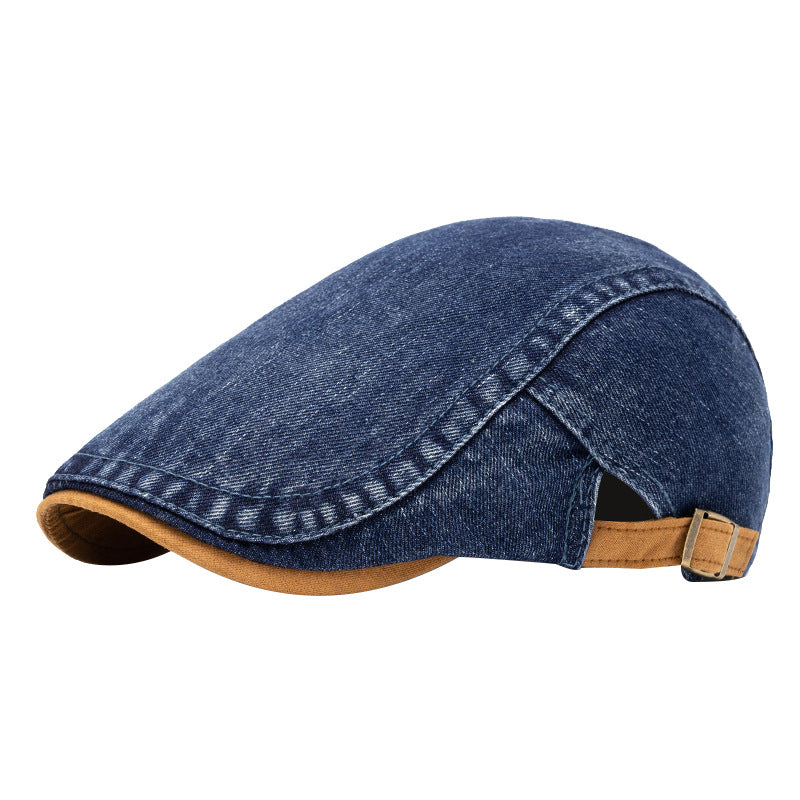 Hommes Loisirs Lavé-out Denim Contraste Couleur Beret