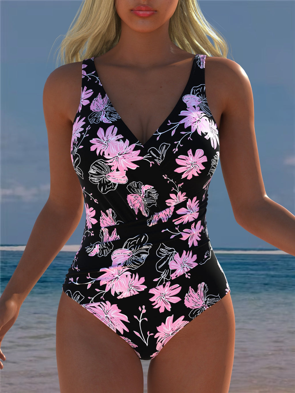 Femmes Une pièce Deep-V Sexy Strap maillot de bain