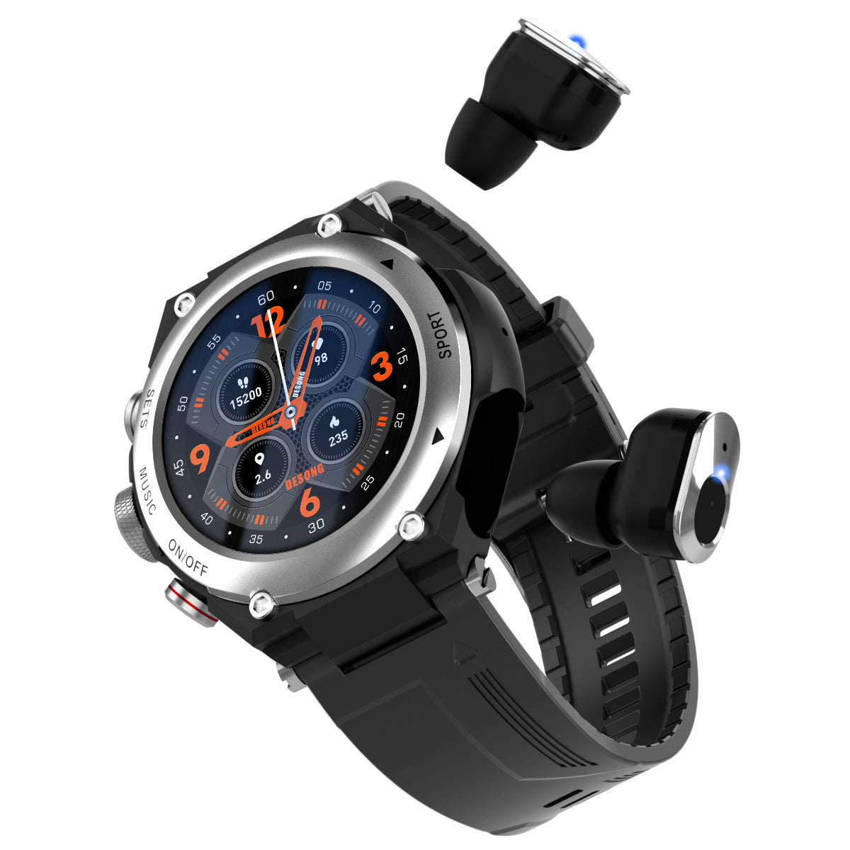 Smart Watch Casque Bluetooth Trois en un Call Music Heart Rate Sports Watch