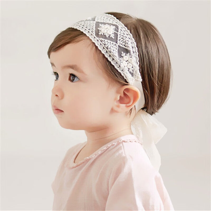 Bébé Filles Mignon Bow-noeud Bandeau de tête Soft Dentelle Bandeau de cheveux floral Nouveau-né Bébé Tout-petits Enfants