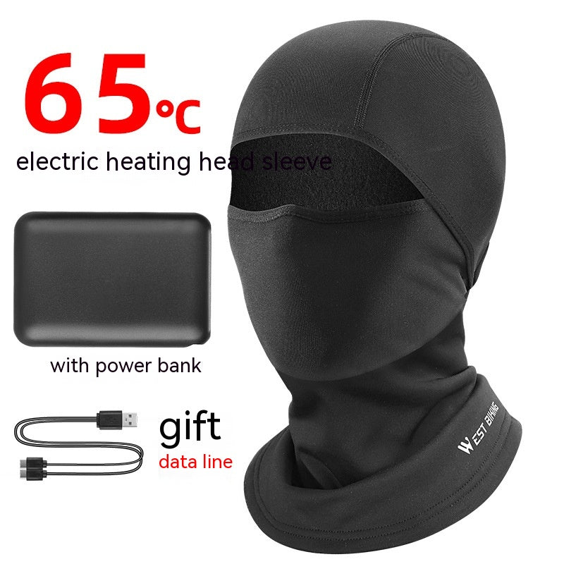 Cyclisme Hotte de chauffage Hiver Chaud Masque visage Ski Fleece Hotte de chauffage électrique Cyclisme F