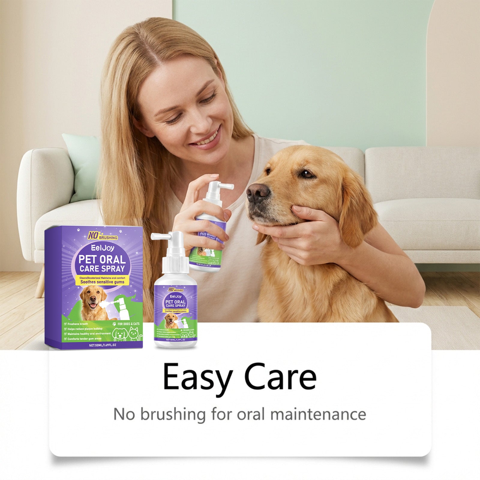 Eeljoy Pet soin buccodentaire spray rafraîchit la respiration et nettoie délicatement les dents adapté aux soins quotidiens