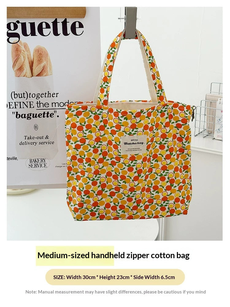 Camellia Grande et moyenne zipper femmes coton léger été sac à main