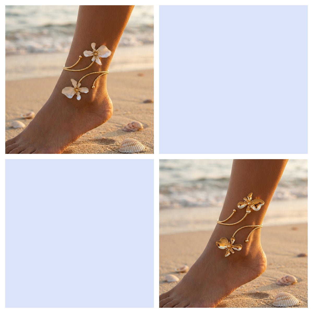 Anklet de fleur de métal exagéré