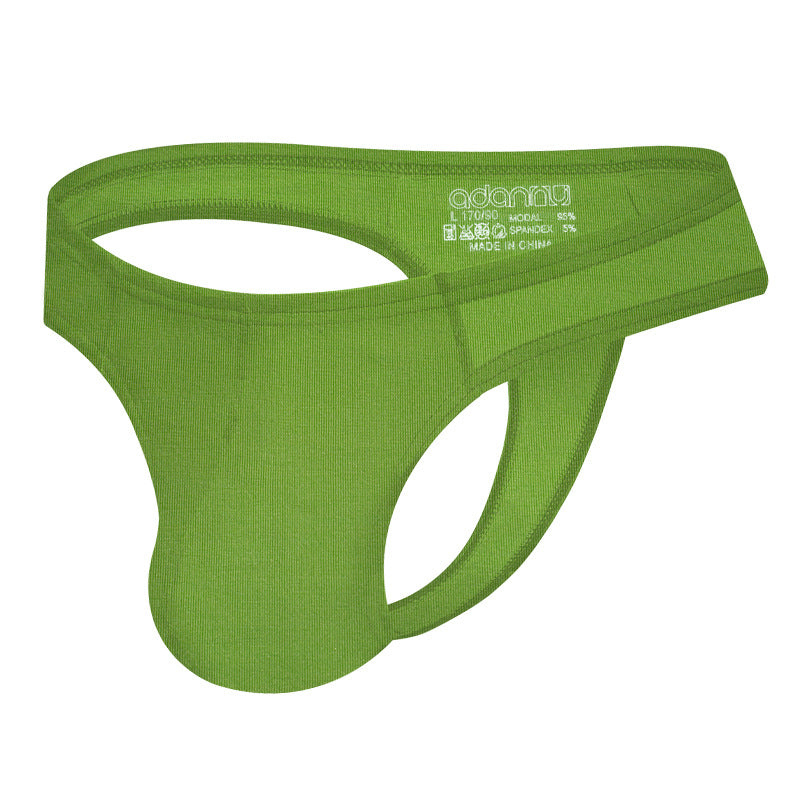 Hommes confortable respirant couleur solide faible taille T-back