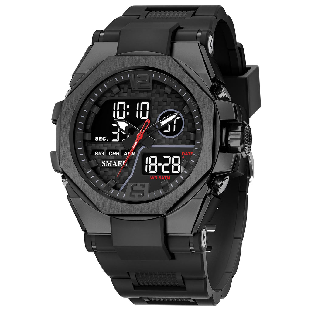 Hommes Sport Outdoor Alliage tactique Montre double affichage