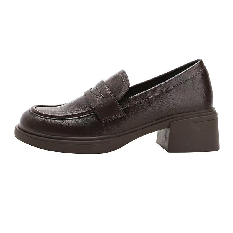Rétro Pompes à orteils ronds à talons chunky