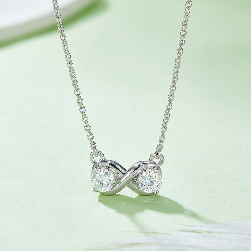 3.1g S925 Argent Sterling 1CT Collier infini en mousse 45cm 2 pendentif en pierre avec GRA