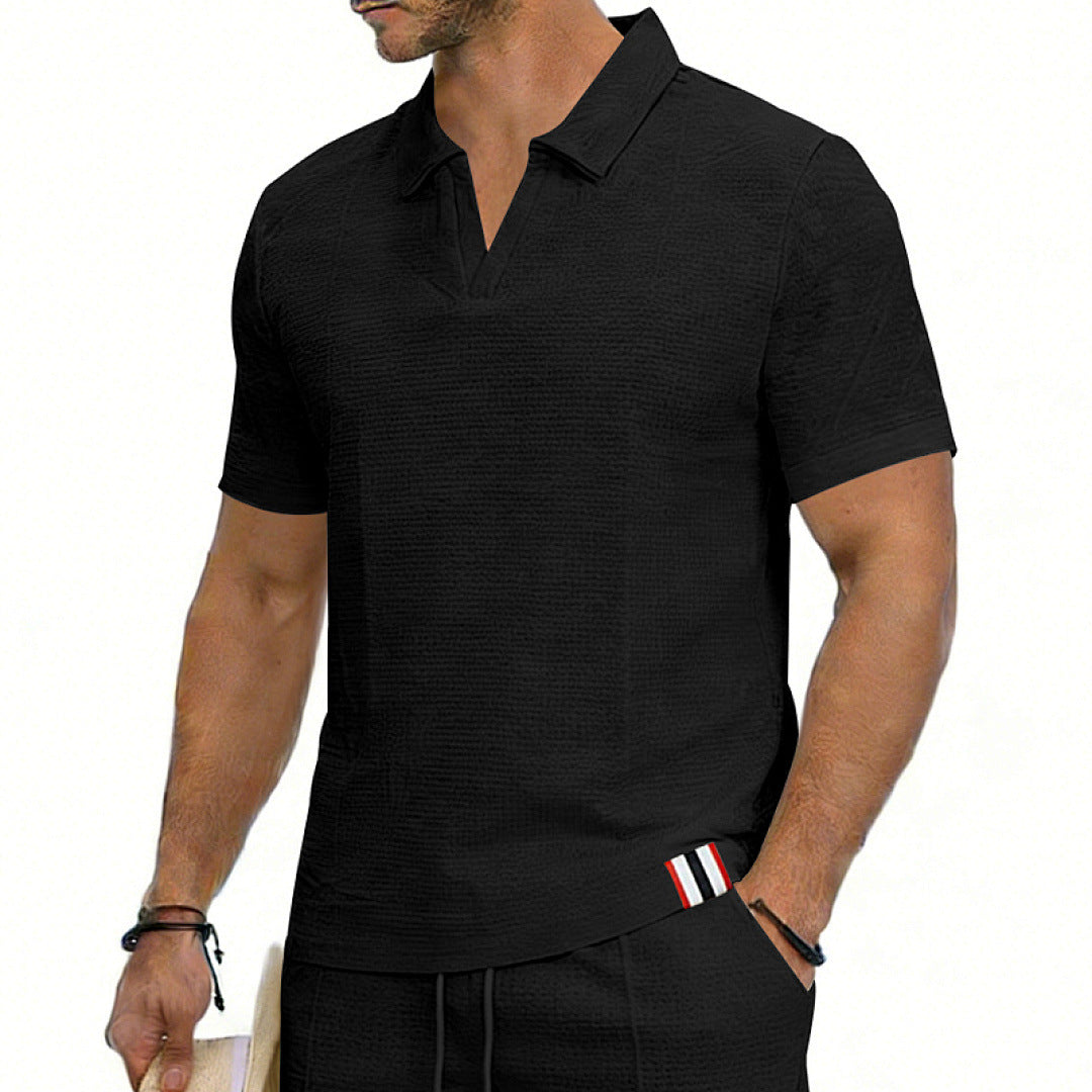 Chemise à manches courtes respirante à mailles courtes pour homme simple et souple