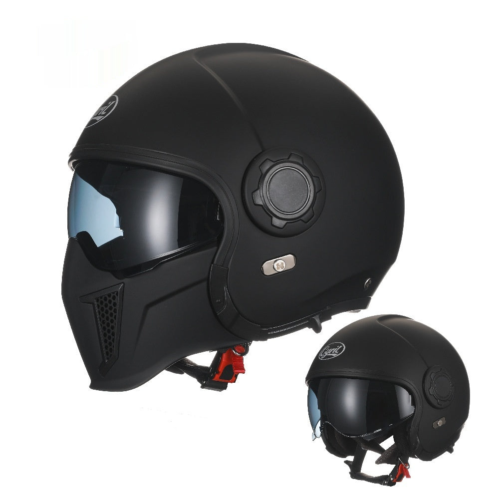 Casque de moto rétro Warrior noir