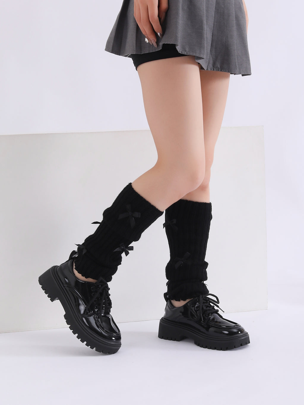Filles Filles Femmes Coiffées Bow Coiffées Chaussettes empilées Style Calf Couvercle de jambe Chaussettes pile Chaussure de jambe