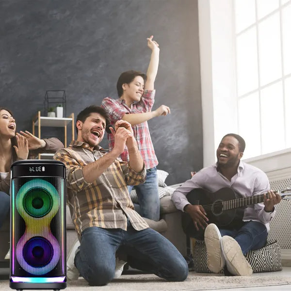 Haut-parleur de partie sans fil portable avec lumière LED sans fil Mic télécommande TWS Treble Basse