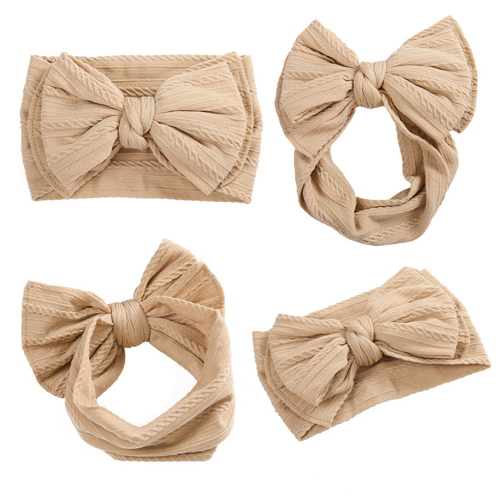 Accessoires capillaires pour enfants Jacquard Nylon Bande de cheveux Double couche Bow