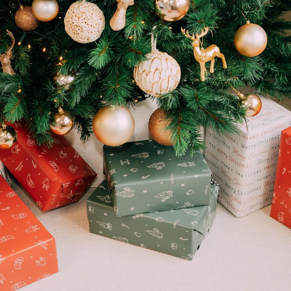Magnifiques rouleaux de papier d'emballage cadeau de Noël pour cadeaux de petite et moyenne taille