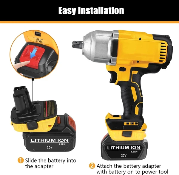 Convertisseur d'adaptateur 2X 18V à 20V MAX DCA1820 pour batterie Li-ion 20 volts
