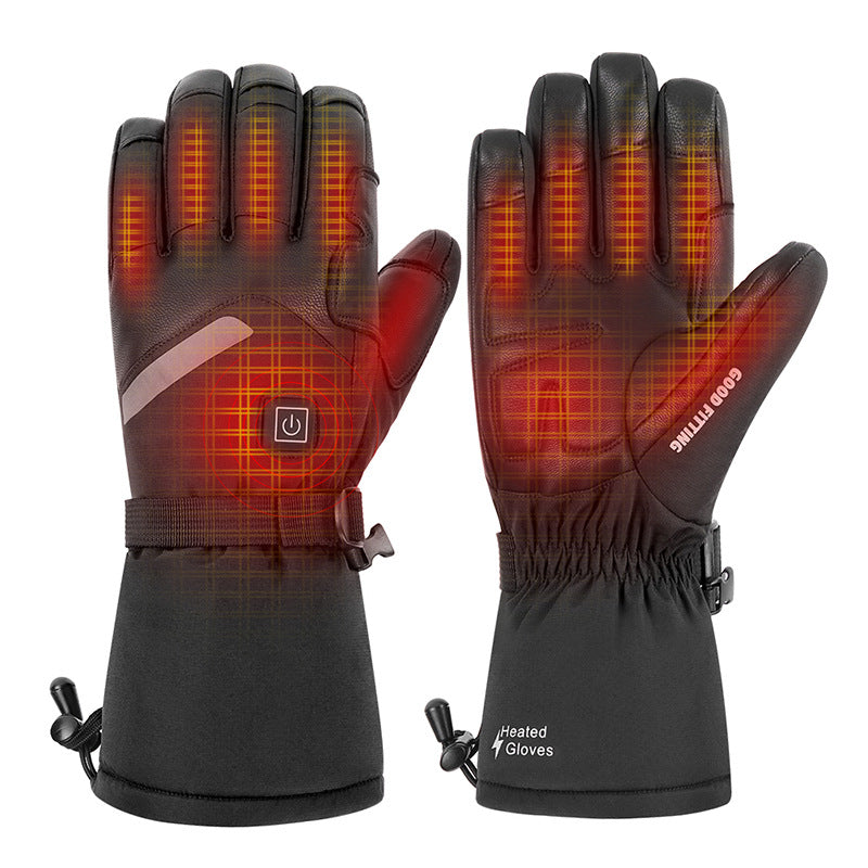 Gants de chauffage électrique en peau de mouton Moto Thermique Smart Touch Écran Ski extérieur
